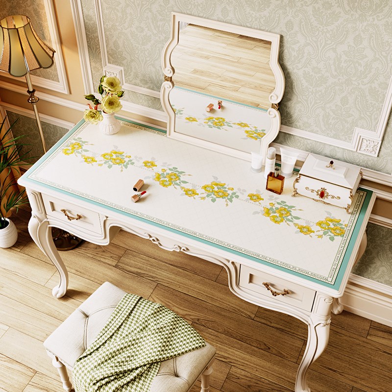 轻奢防水梳妆台桌垫免洗防油高级感书桌化妆台桌布美甲桌面垫ins