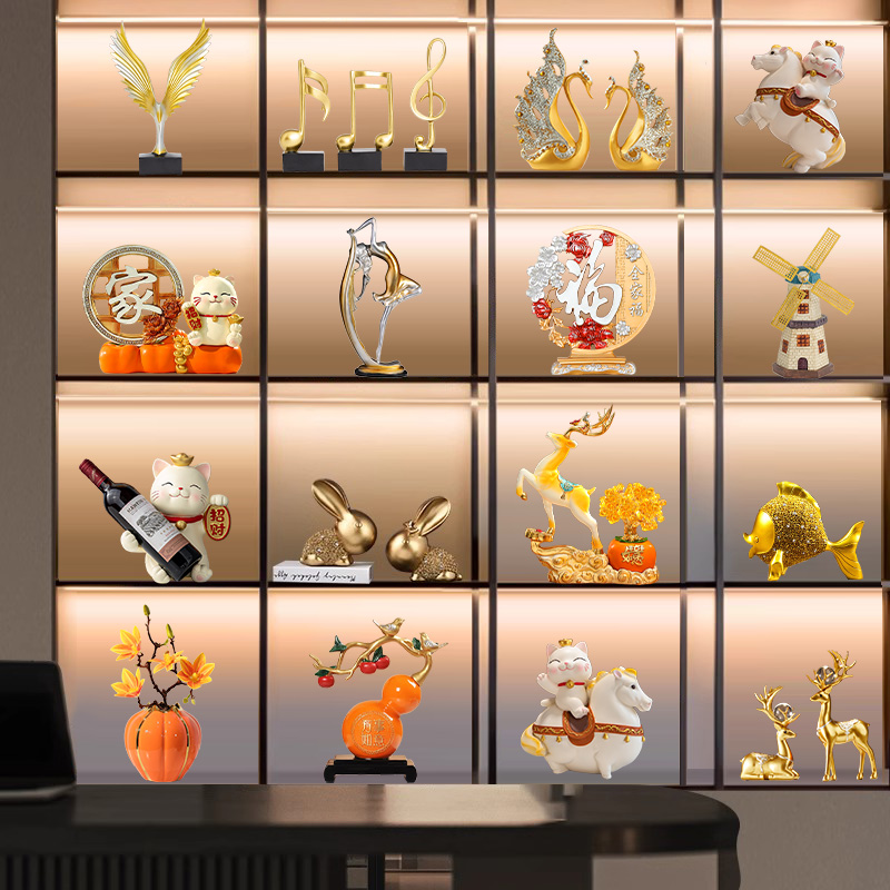 轻奢客厅玻璃柜摆件高档家居玄关酒柜书房展示柜装饰乔迁新居礼品