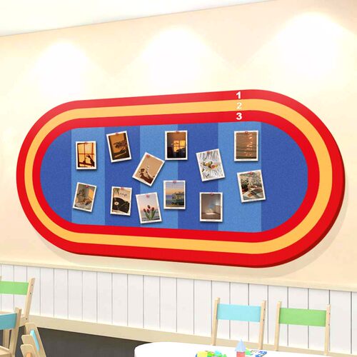 创意幼儿园环创主图墙软木板跑道墙贴照片墙装饰毛毡板公告栏遮丑