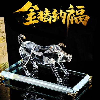 水晶猪摆件招财家居摆设客厅玄关电视客厅家居书房工艺装饰品摆件