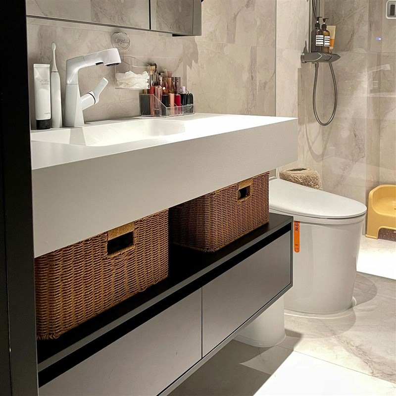 【浴室好物】f编织收纳筐浴室洗手台下收纳篮脏衣篓水槽杂物藤编