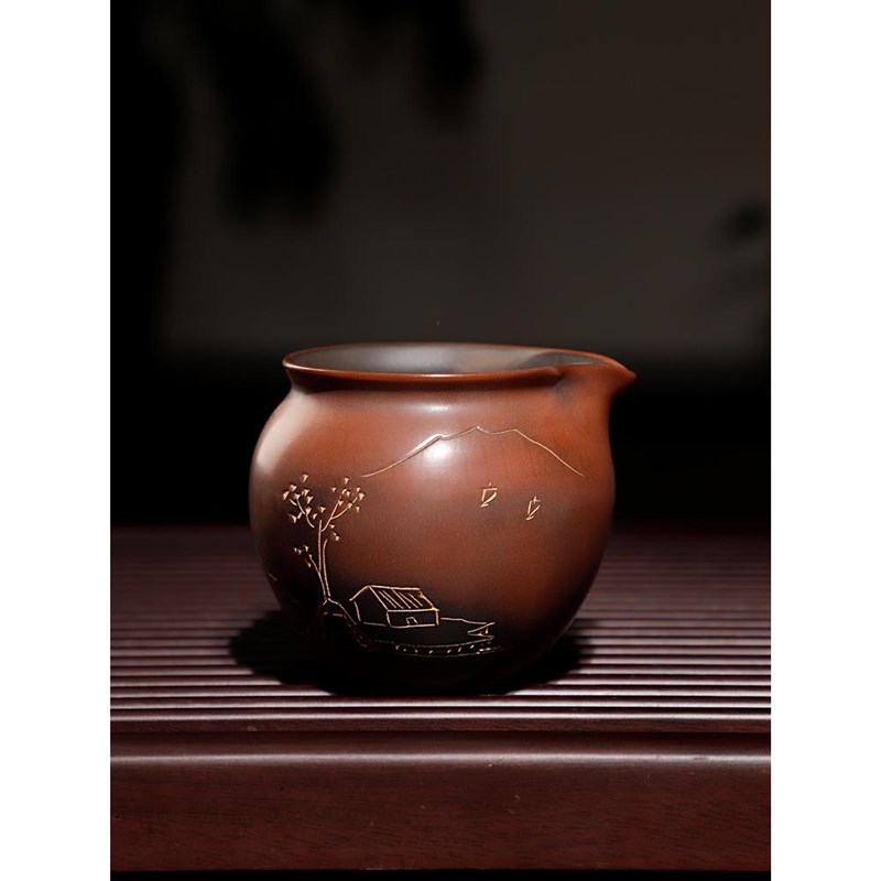 广西钦州坭兴陶公道n杯主人杯泥兴陶茶壶紫砂茶具公杯分茶器公道