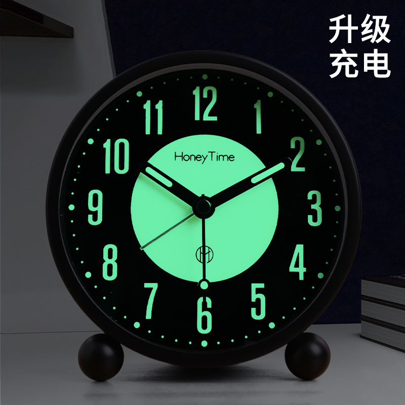 夜光小闹钟初中生专用起床神器学生用充电款摆台P式时钟表2023新
