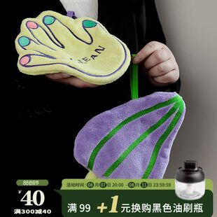 家用趣味卫生间布擦手巾不掉毛厨房儿童可爱吸水加厚手 擦双层挂式