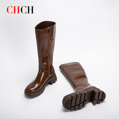 CHCH平衡鞋时尚骑士机车靴厚底及膝休闲高筒靴子CN2B8031