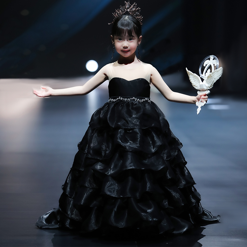 儿童礼服女童公主裙2021新款气质高端走秀小女孩主持人钢琴演出服