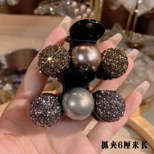 韩版轻奢设计感贝珠时尚百搭后脑勺半扎发夹刘海夹子小抓夹女