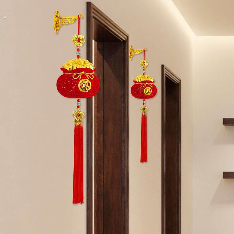 新年灯笼喜庆挂件新款家庭入户门带灯发光福字马年中国风氛围装饰