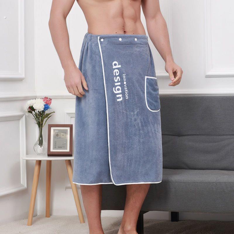 网红ins按扣浴巾可穿男专用穿衣式毛巾二件套个性不掉毛吸水浴袍