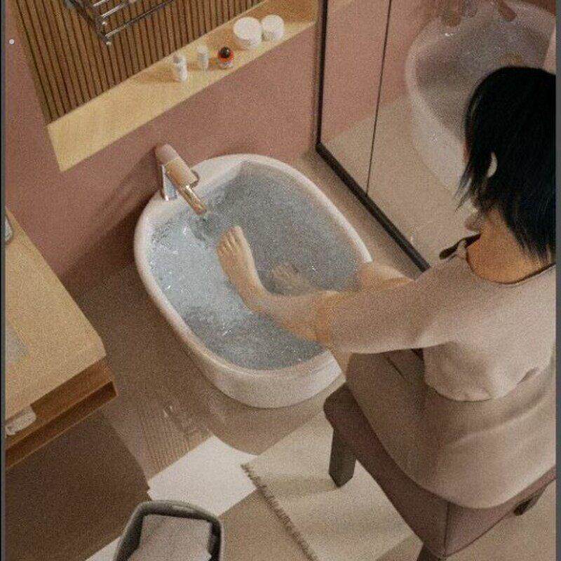 陶瓷泡脚池家用卫生间宠物洗澡池带下水墩布拖布把池洗脚盆足浴盆