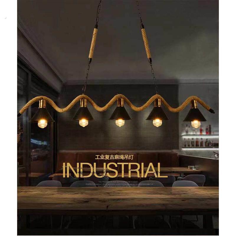 麻绳吊灯美式咖啡厅个性创意服装店工业风餐厅铁艺复古酒吧台吊灯