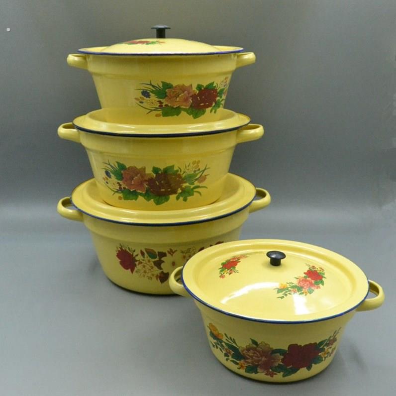 塘瓷小盖盆塘瓷碗带盖带耳搪瓷猪油盆带盖家用陶瓷特价双耳猪油碗