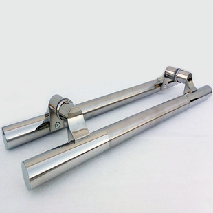 38管加厚不锈钢拉手斜脚拐角玻璃门拉手白钢拉丝大拉手有框门把手