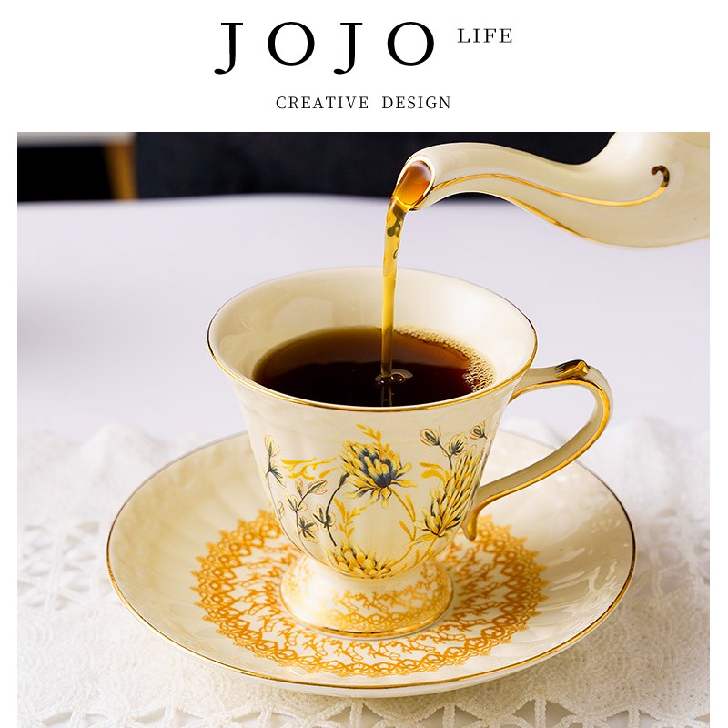 JOJOS L.PD.Wheat.杯具咖啡杯碟法式描金复古宫廷杯丨麦穗