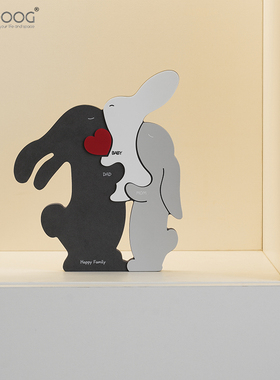 EMITDOOG客厅桌面摆件温馨呆萌兔装饰入户玄关家居电视柜创意饰品