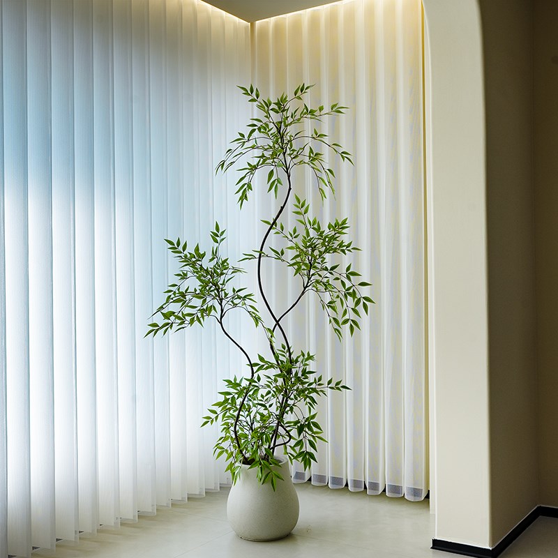 海虹景品南天竹仿真绿植高端轻奢室内客厅仿生花假树大型落地盆栽