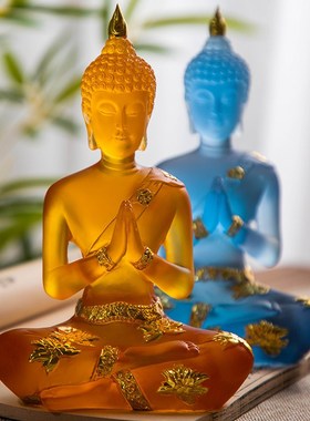 泰国迎宾跪佛桌面前台摆件树脂工艺品泰式风格奶茶店吧台装饰摆件