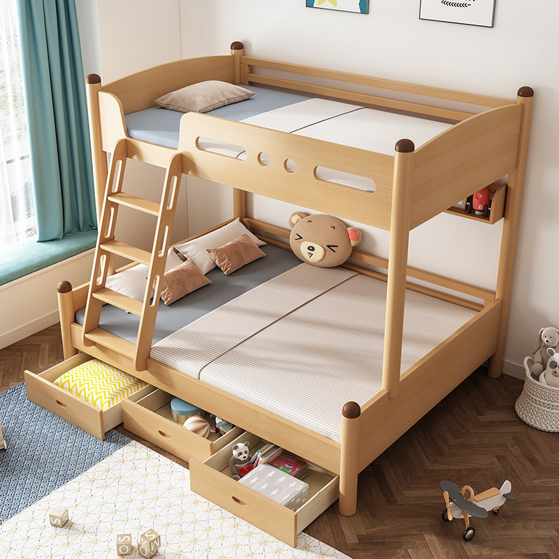榉木高低床全实木儿童上下床双层床子母床多功能小户型两层上下铺,住宅家具,高低/子母床,淘宝优惠券,粉丝福利购,淘宝优惠卷