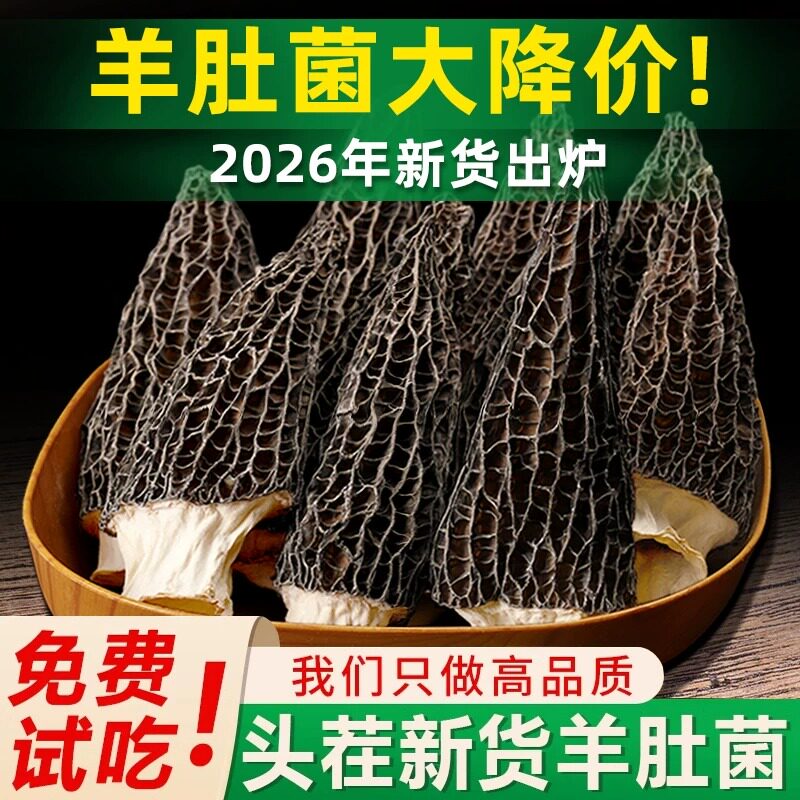 羊肚菌干货正品官方旗舰店500g一级纯牛肚菌干儿童菇蘑非特级野生