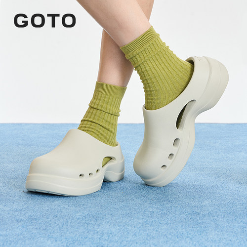 GOTO厚底增高高跟洞洞鞋