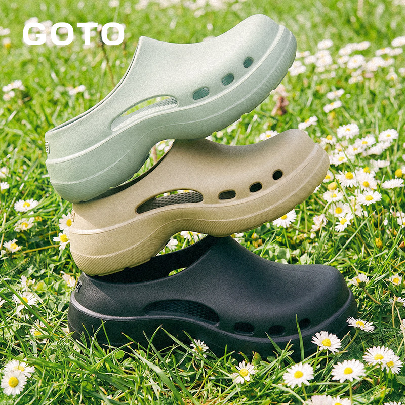 GOTO厨师洞洞鞋防滑增高外穿穆勒鞋男女医生护士手术室拖鞋勃肯鞋