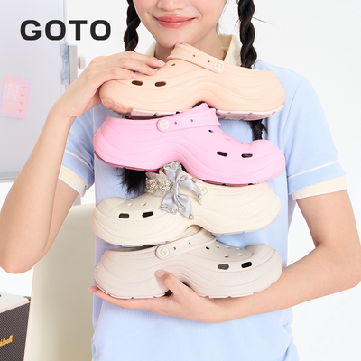 GOTO开口笑增高厚底洞洞鞋