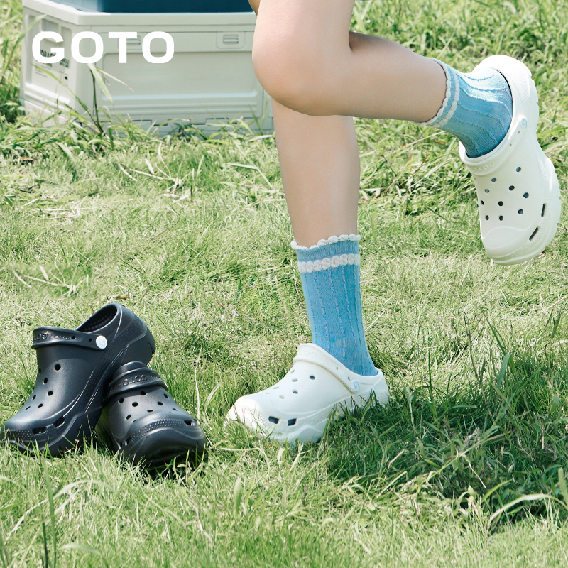 GOTO机能厚底跟洞洞鞋防臭凉鞋