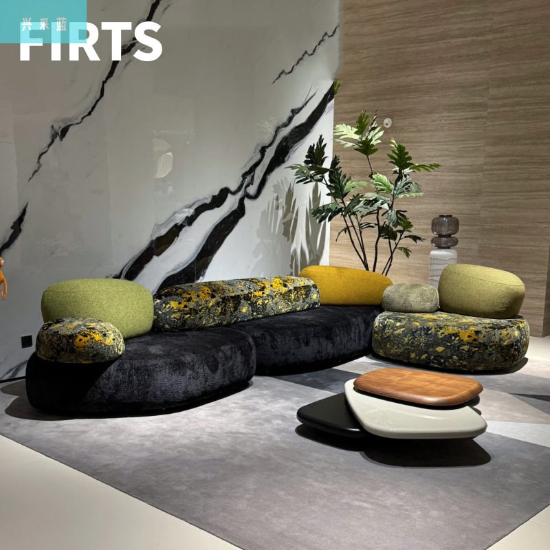 北欧设计法式复古鹅卵石新款苔藓布艺沙发异形创意师弧形石头模块,住宅家具,沙发,淘宝优惠券,粉丝福利购,淘宝优惠卷