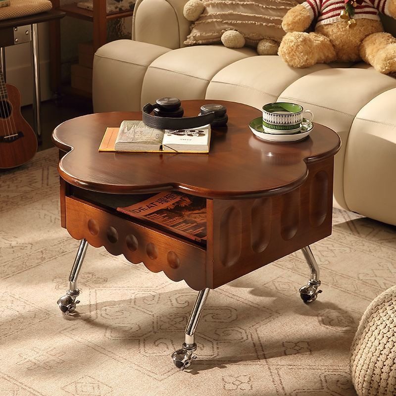法式复古花瓣朵茶几客厅可移动升降中古家具小户型可移动升降实木,住宅家具,茶几,淘宝优惠券,粉丝福利购,淘宝优惠卷