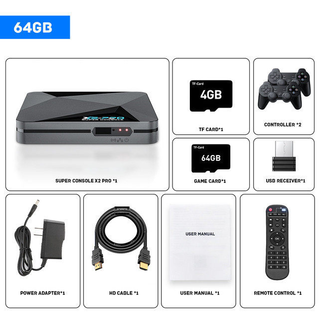 Игровая консоль X2 PRO 64ГБ, 2 контроллера