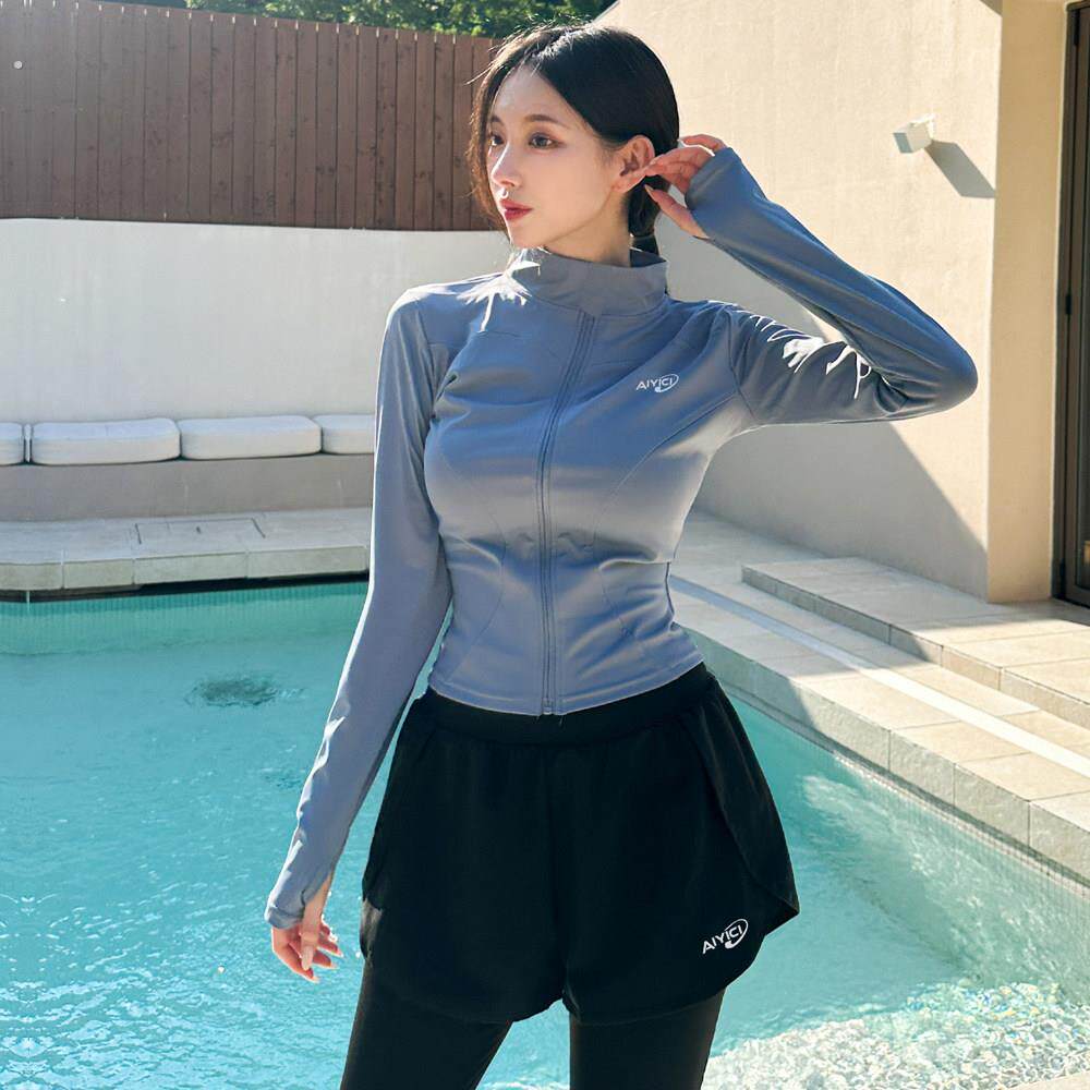 分体潜水服游泳衣女两件套长袖长裤防晒冲浪服速干浮潜运动泳装女