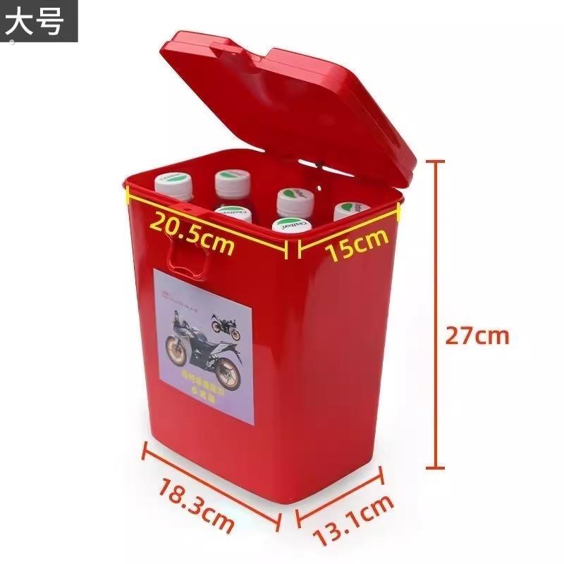 摩托车保险杠工具箱置储物盒外卖塑料桶水杯架可上锁杂物桶护杠桶