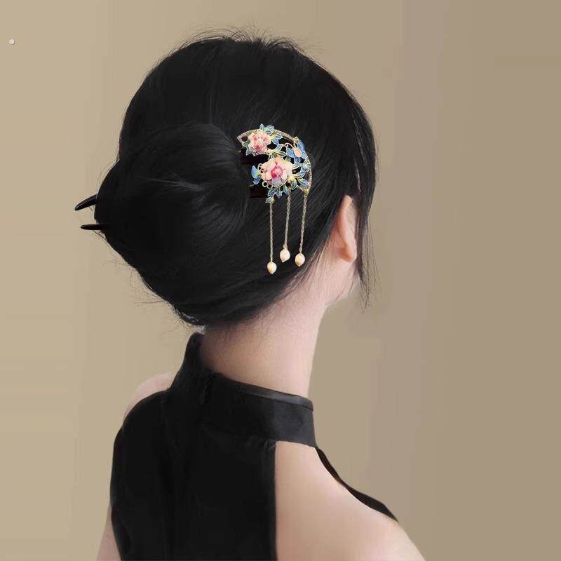 新中式牡丹国风宫廷风高档发簪女高级感盘发簪子流苏步摇发钗礼物