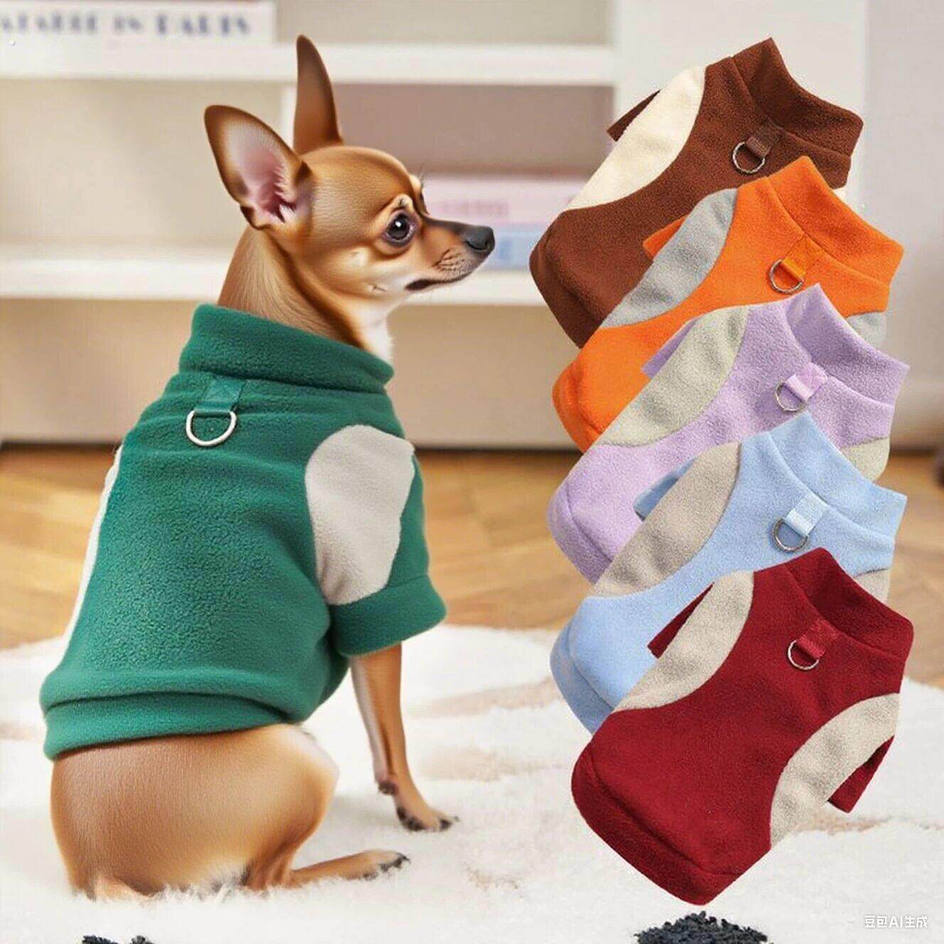 小鹿犬专用狗狗衣服秋冬款加绒保暖棉衣秋冬季带可牵引扣小型犬