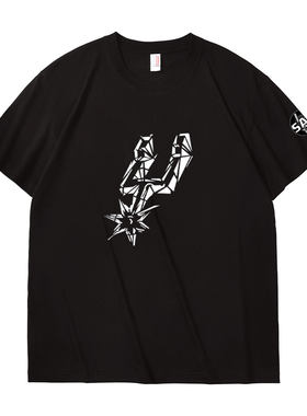 马刺队重返季后赛出场训练服文班亚马球衣GO SUPER GO短袖T恤宽松