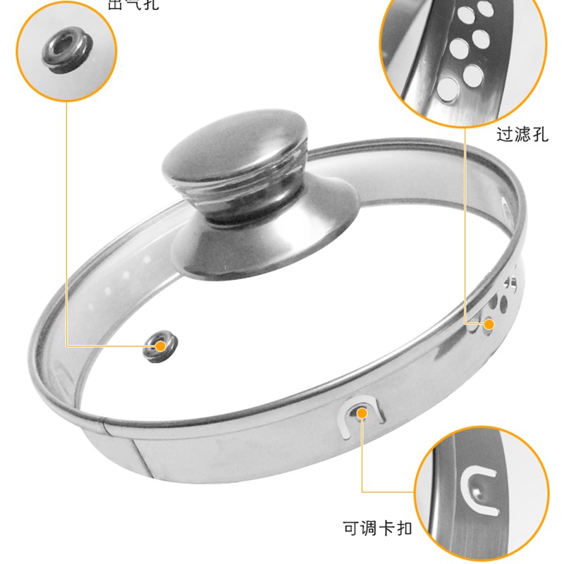 通用养生壶玻璃盖防烫过滤钢化玻璃加厚盖子1.2L/1.5L/1.8L/2L