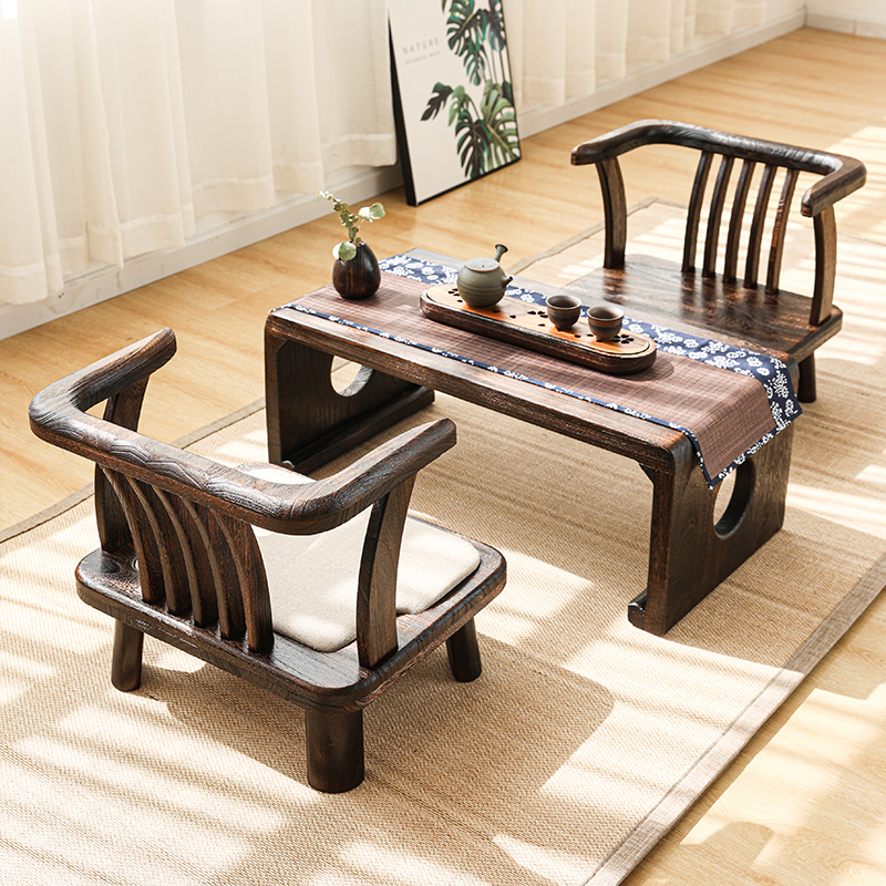 实木靠背椅榻榻米圈椅飘窗中式仿古小矮椅木椅太师椅休闲阳台椅子