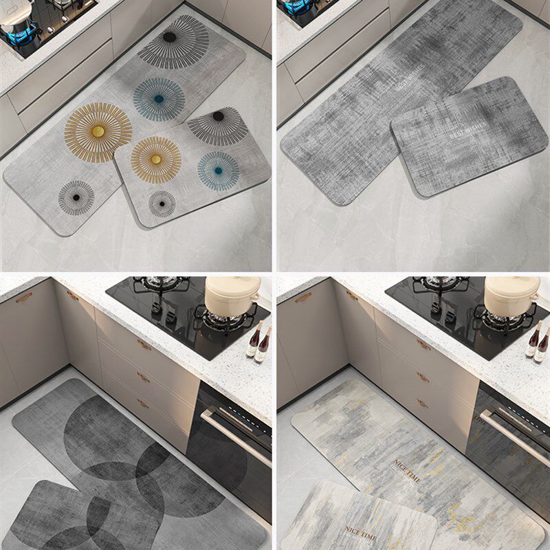 厨房地垫防滑防油硅藻泥吸水吸油垫防脏l形脚垫可擦免洗长条地毯