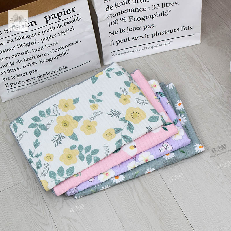 韩式全棉斜纹绗缝碎花夹加厚纯棉枕套一对装单人成人枕头套纤之色