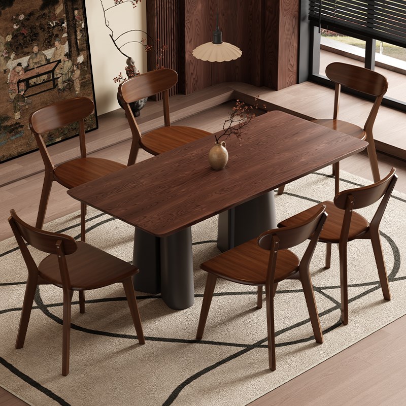 实木餐椅家用餐桌椅商用简约靠背椅原木复古椅子意式专用餐厅凳子