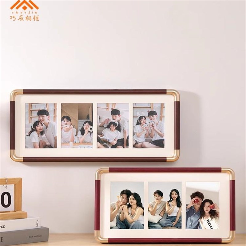 仿铜角组合相框三连框摆台二四张冲洗照片打印加定制做成相册挂墙