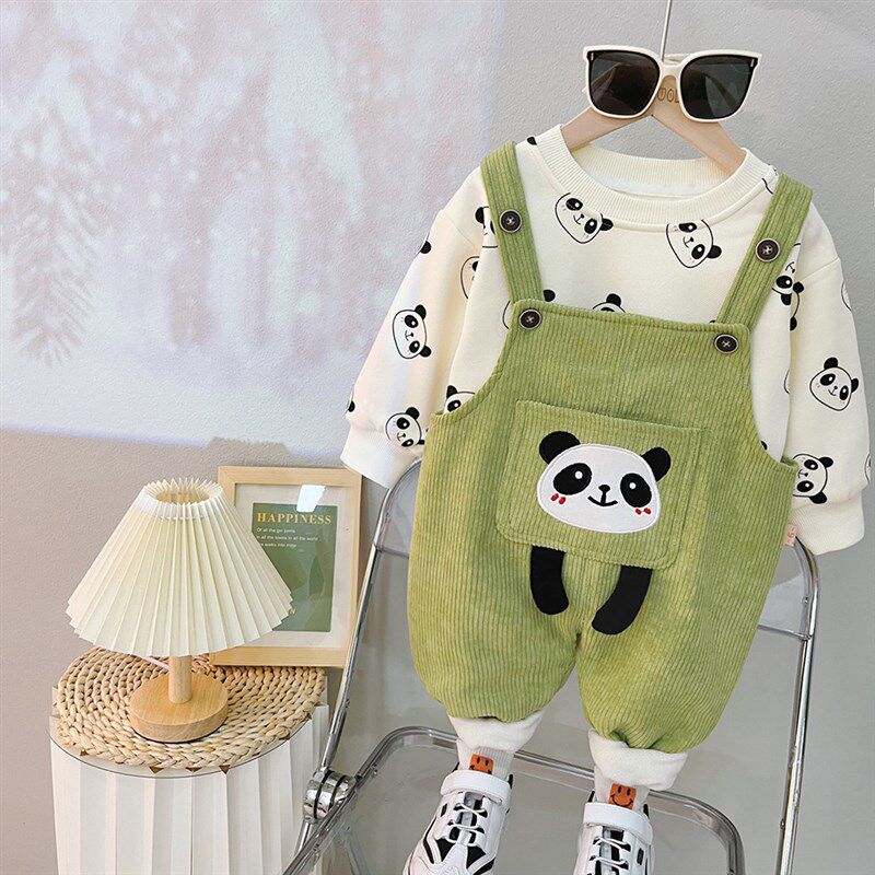 女宝宝秋冬套装洋气2儿童衣服2023新款男童背带裤冬季1岁婴儿冬装