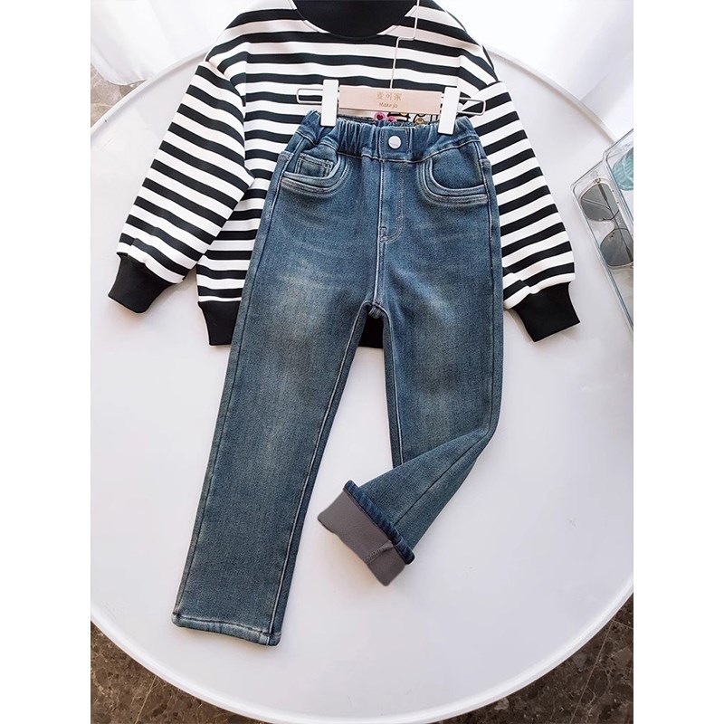 童装新款女童春秋时尚修身气质牛仔长裤中大童弹力新款洋气烟管裤