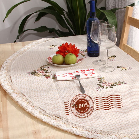 田园蕾丝餐桌布茶几布艺圆桌布台布绣花全棉万能盖巾家用咖啡饭店