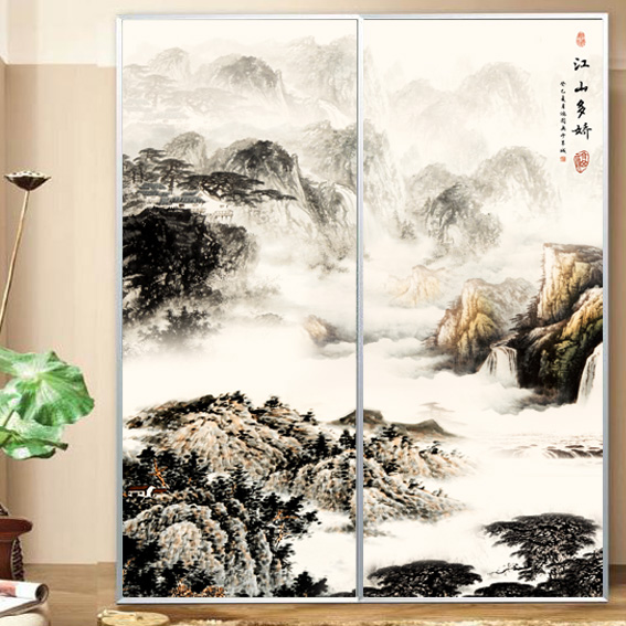 彩色玻璃贴纸 不透明玻璃贴膜 浴室移门贴花卫生间窗花贴水墨贴画