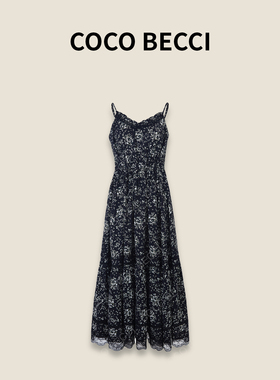 COCO BECCI【仲夏繁花】夏季新款时尚复古吊带连衣裙CFLJGB472007