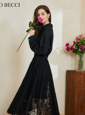 COCO BECCI【邂逅】[带腰带]假两件拼接连衣裙YT24YA720004