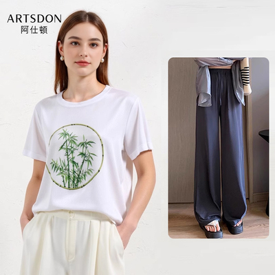 Artsdon/阿仕顿2025夏季新款高端品质中国风圆领短袖T恤女