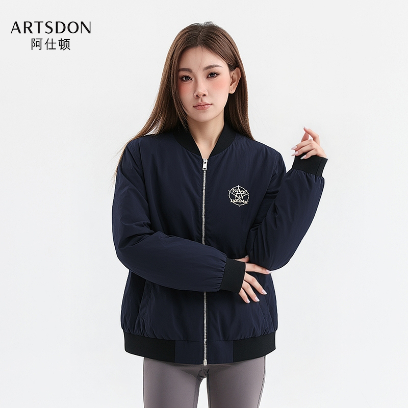 Artsdon/阿仕顿2025春秋女士新款简约时尚休闲百搭立领夹克外套潮