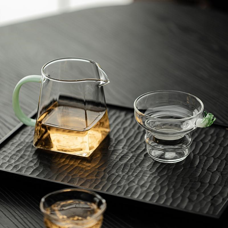 玻璃公道c杯青玉高档加厚分茶器茶滤网一体茶海小青柑茶漏茶具套